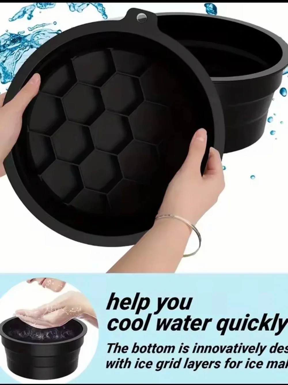 Collapsible Silicone Ice Face Tub Facial Skincare Ice Bath Bowl Foldable Travel